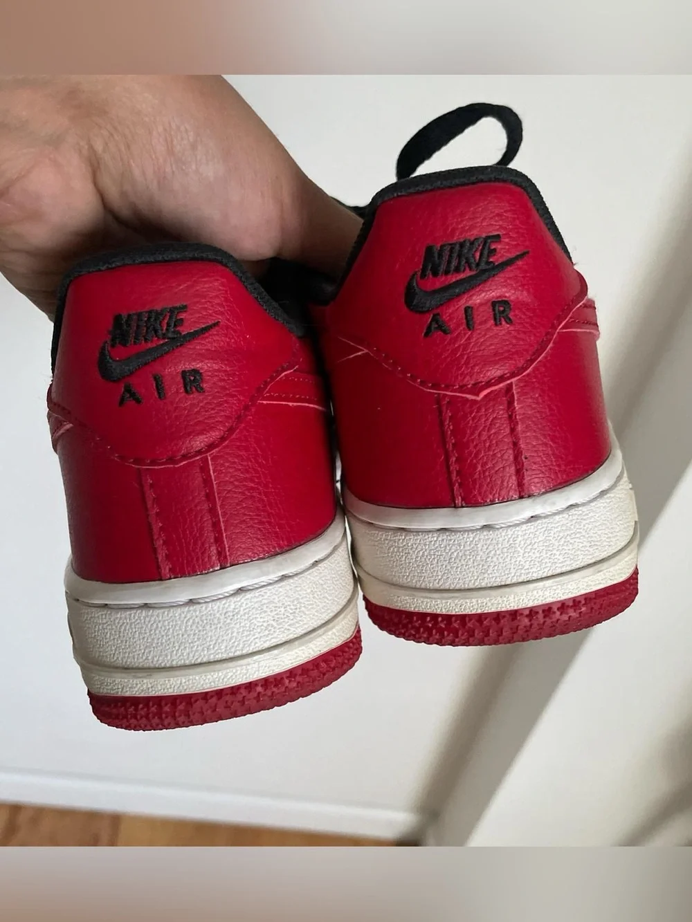 Nike Air Force ones Black and Red Low-Top Sneakers 5.5Y or women’s 7
